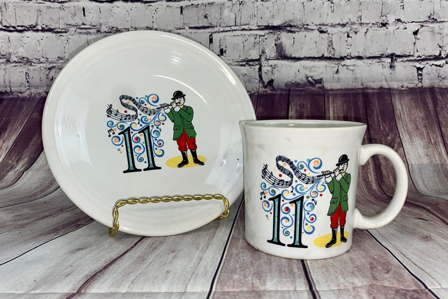 12 Days Christmas Homer Laughlin Fiesta & Mug and Salad Plate 11 Pipers Piping