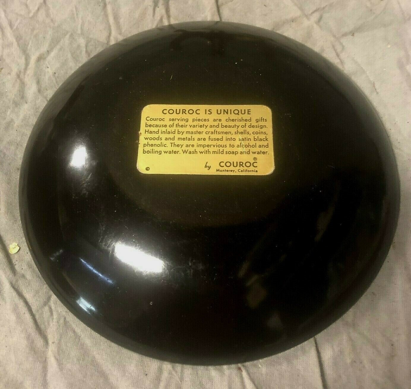 MCM Vintage Couroc of Monterey Gold Owl on Branch Bowl