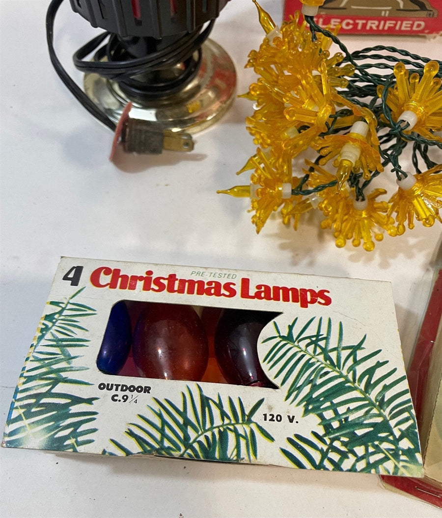 4 Piece Vintage Mid Century Christmas Light and Ornament Lot