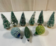 Antique Bottle Brush Tree and Frosted Bulb Lot