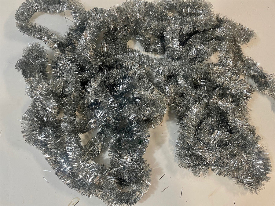 Mid Century 5 Piece Christmas Decoration Lot Garland Bulbs And Vintage Tinsel