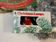 Mid Century 5 Piece Christmas Decoration Lot Garland Bulbs And Vintage Tinsel