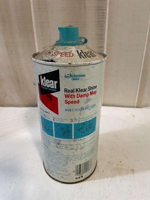 Vintage 1979 Johnson Wax Klear Brand Liquid Floor Finish Tin Can