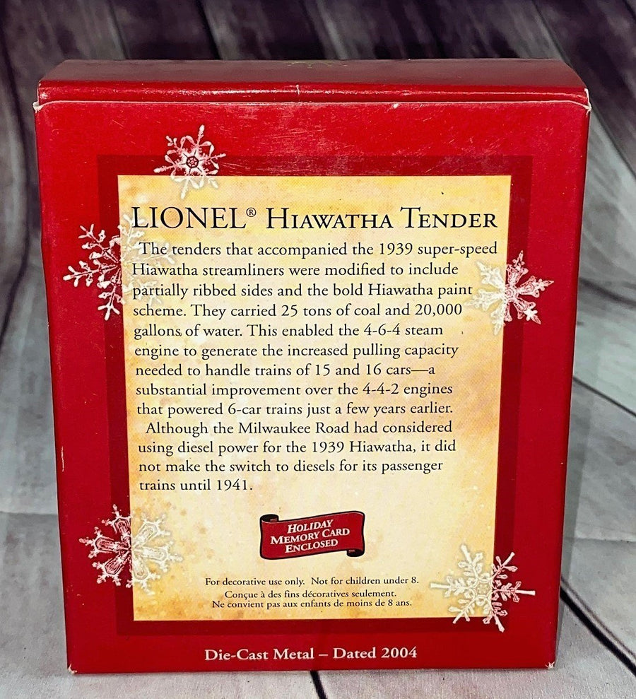 Vintage Hallmark Keepsake Lionel Hiawatha Train Tender Christmas Ornament