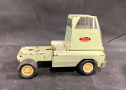 Vintage Tonka Car Hauler, Green Metal Tractor Trailer, Pressed Steel Toy Truck