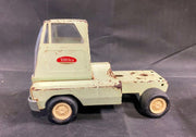Vintage Tonka Car Hauler, Green Metal Tractor Trailer, Pressed Steel Toy Truck