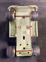 Vintage Tonka Car Hauler, Green Metal Tractor Trailer, Pressed Steel Toy Truck