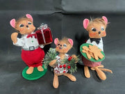 Retro Style Annalee Festive Christmas Mouse Lot of 3