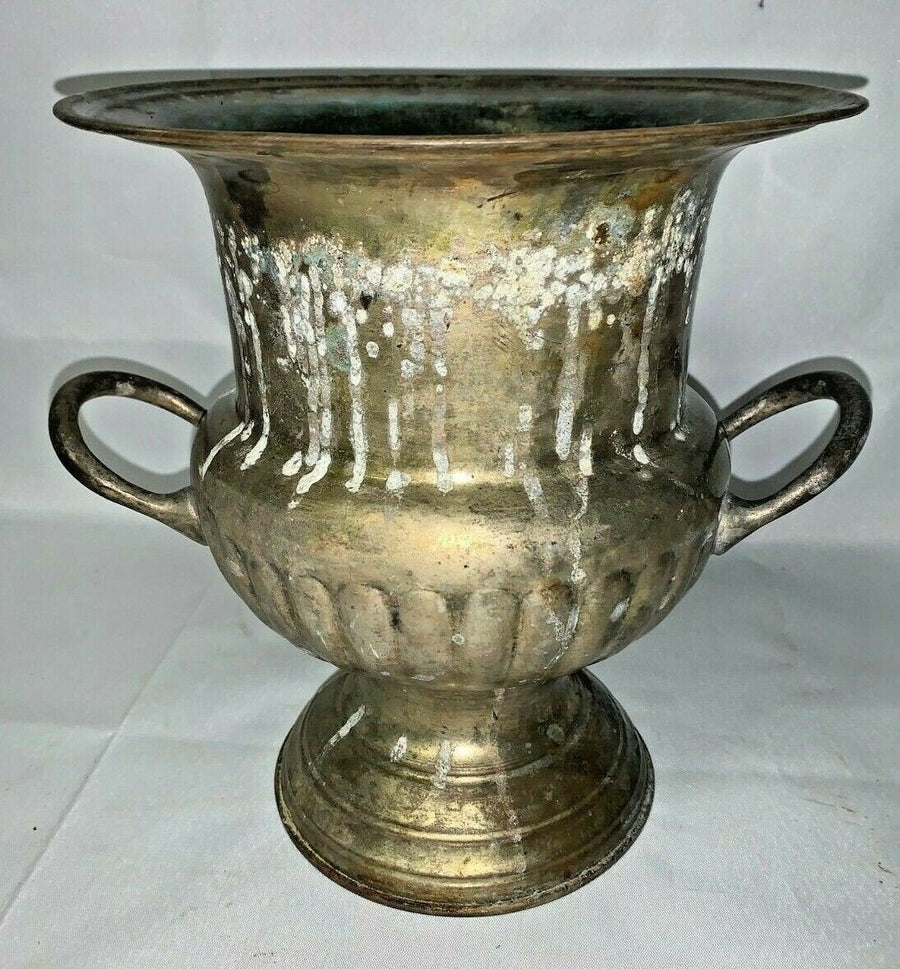 Vintage Leonard Brass Cauldron Planter Champagne Pot w/ Handles Decor