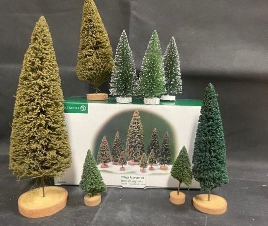 Vintage Department 56 Snow Village Lot of Bottle Brush Trees