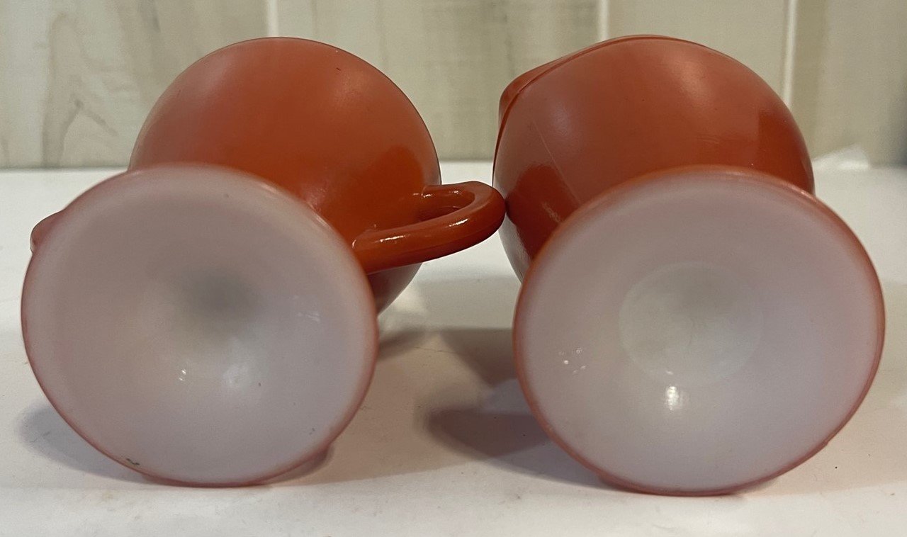 Vintage Orange Milk Glass Creamer and Sugar Dish