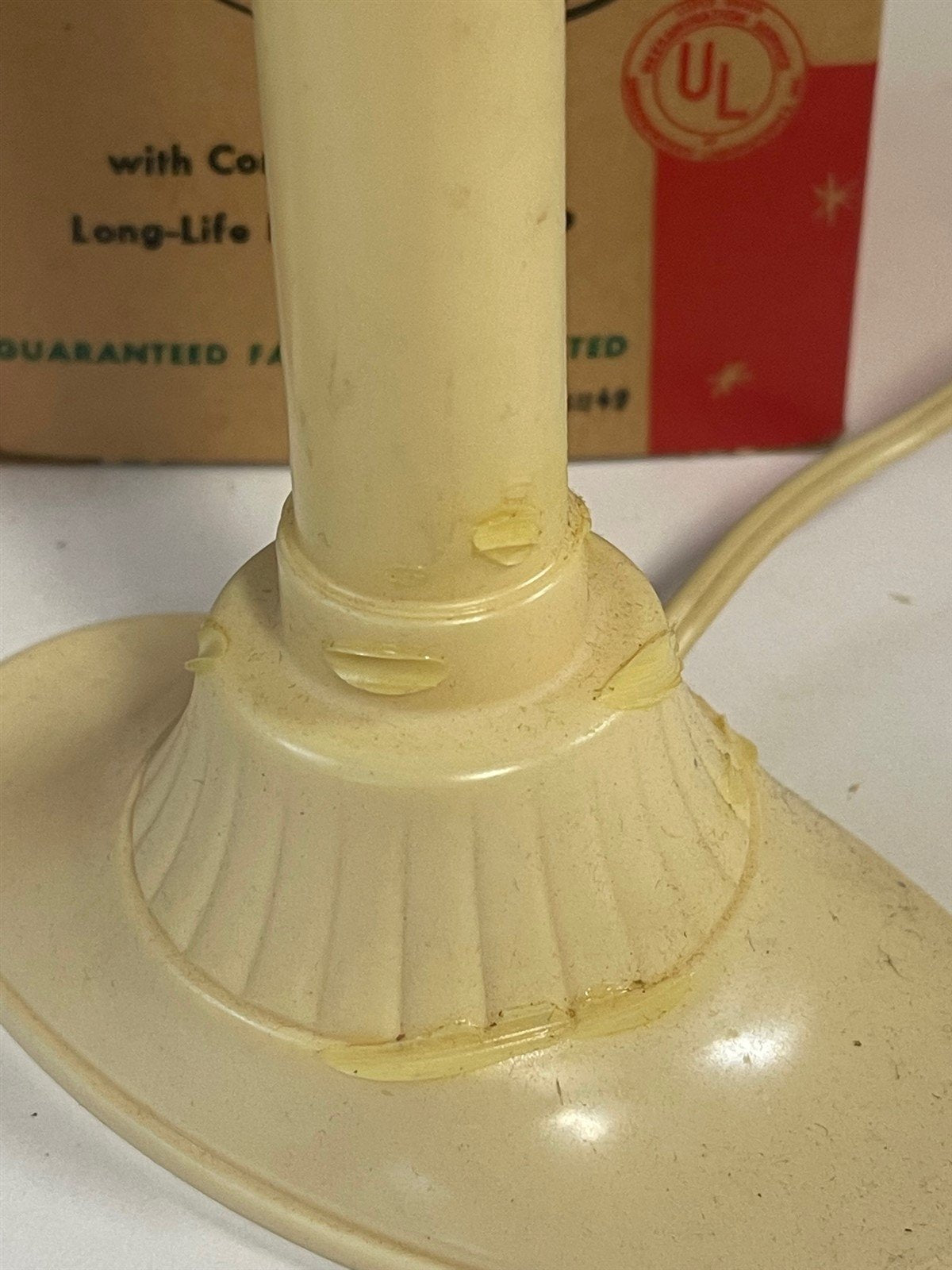 Vintage Mid Century Crescent Molded Candle Lamp Set of 3 Original Box