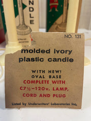 Vintage Mid Century Crescent Molded Candle Lamp Set of 3 Original Box