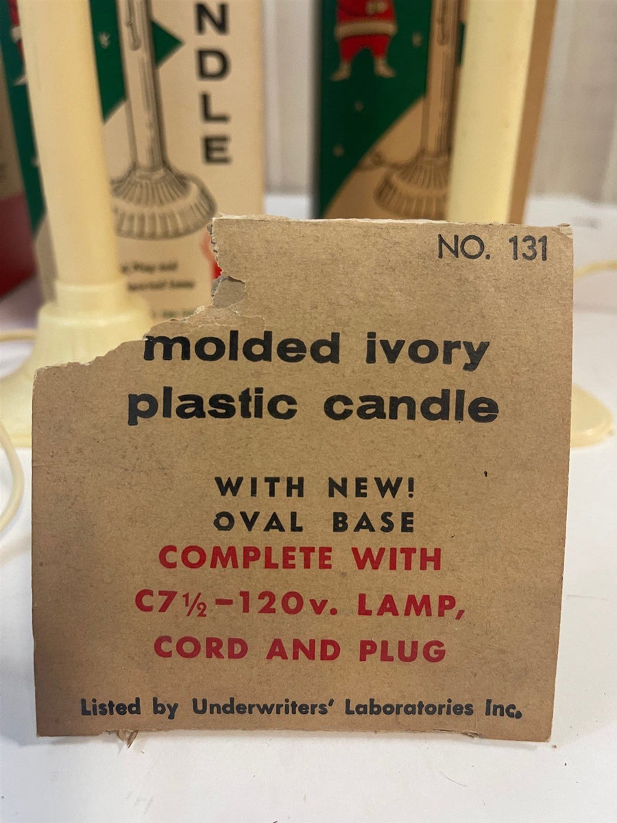 Vintage Mid Century Crescent Molded Candle Lamp Set of 3 Original Box