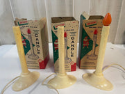 Vintage Mid Century Crescent Molded Candle Lamp Set of 3 Original Box