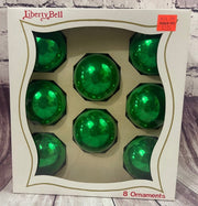 Vintage Green Liberty Bell set of 8 Two Inch Christmas Bulbs