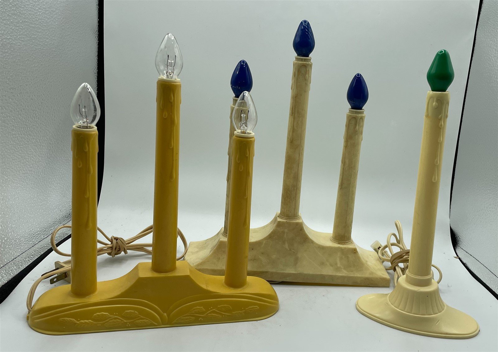 Vintage Mid Century Retro Christmas Candelabra Candle Lamps Set of 3