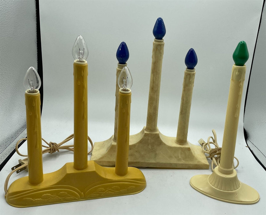 Vintage Mid Century Retro Christmas Candelabra Candle Lamps Set of 3