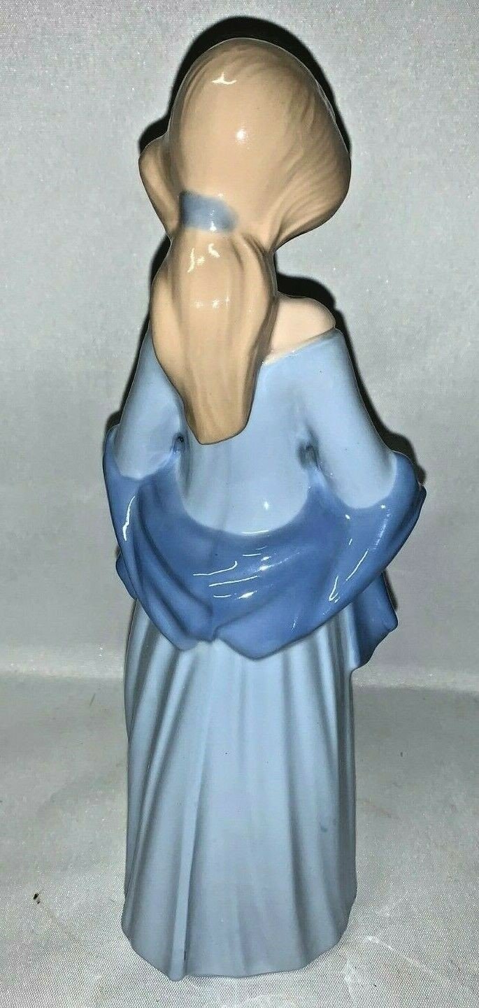 Vintage Tengra Porcelain Figure Young Woman w/ Bonnet in Empire Waist Dress