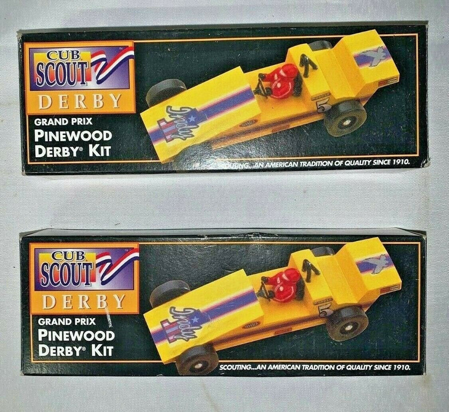 Two Vintage 1996 Cub Scout Grand Prix Pinewood Derby Car Kit New