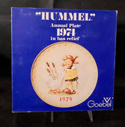 M.J. Hummel Annual 1974 In Bas Relief Collectible Plate In Original Box