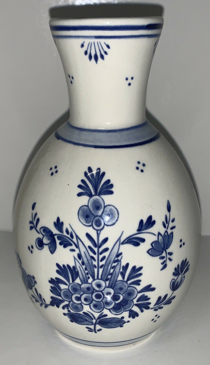 Vintage Delftware Elesva Vase Flowers Holland Great Condition