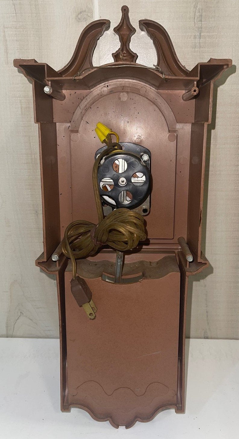 Vintage Spartus USA Brown Wooden 16 inch Mini Grandfather Wall Clock