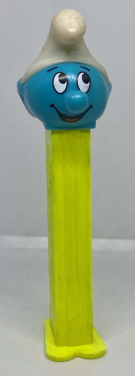 Vintage Pez Smurf Boy Dispenser 4.9 Neon Stem - Non US Release RARE