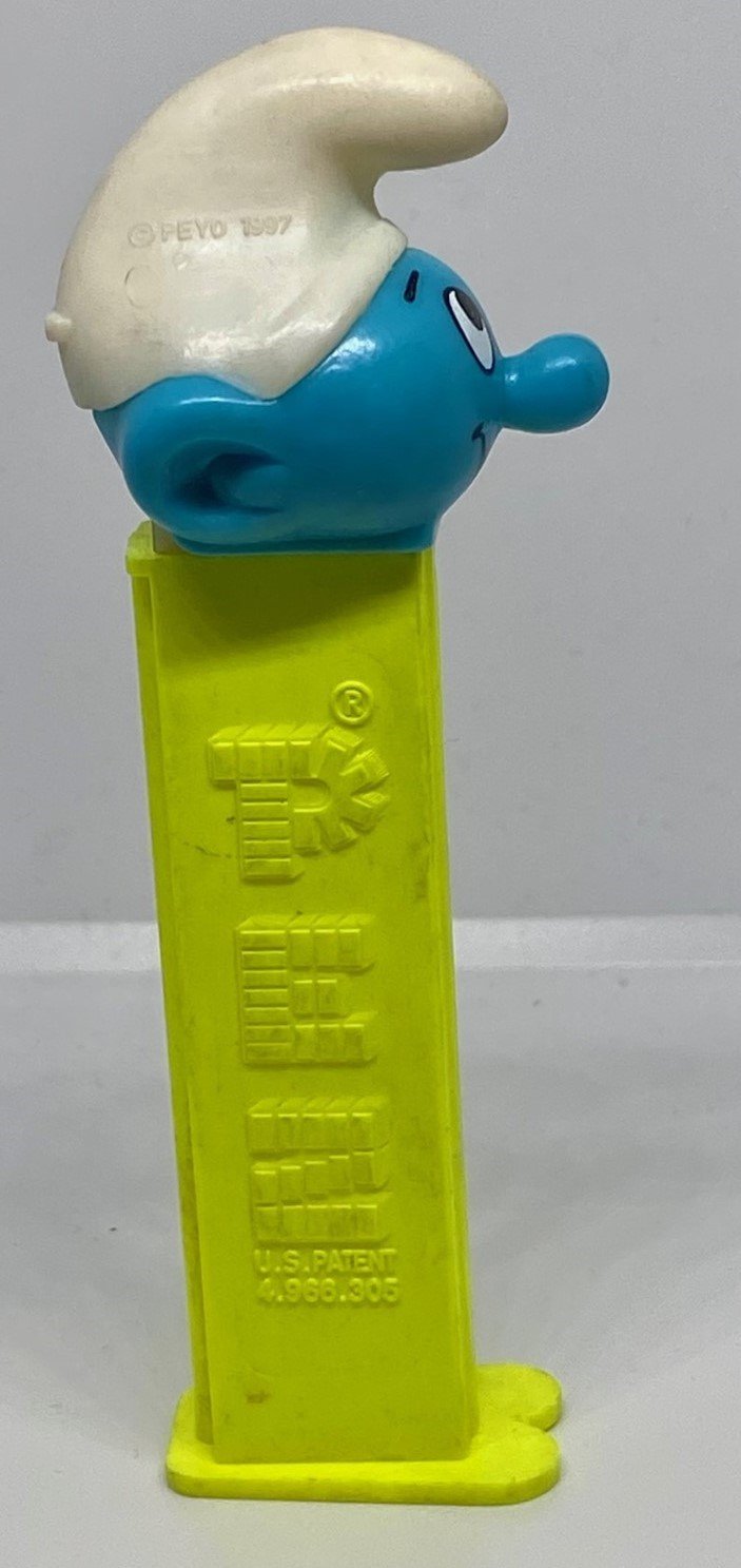 Vintage Pez Smurf Boy Dispenser 4.9 Neon Stem - Non US Release RARE