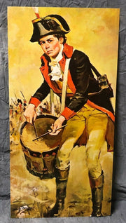 Vintage Henry Thomas Revolutionary w/ Drums Litho on Card Brush Texture