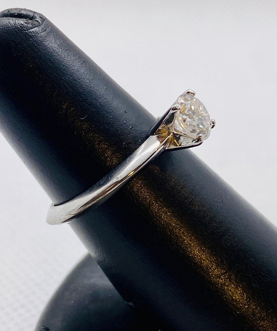 Estate Jewelry Silver Engagement CZ Ring - Size 6 3/4
