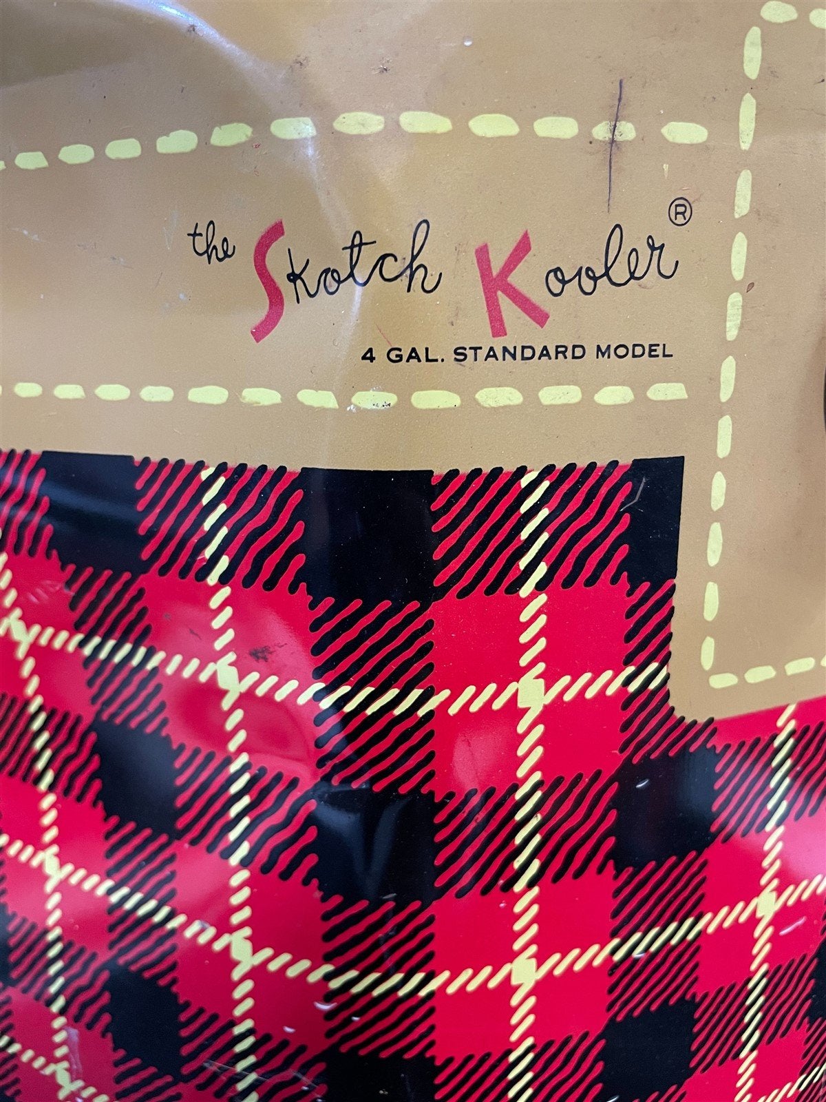 Vintage The Skotch Kooler Black And Red Plaid 4 Gallon Deluxe By Hamilton