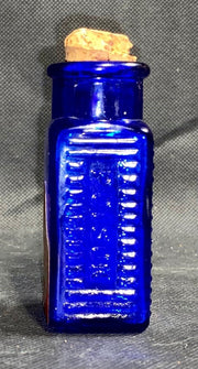 Antique Cobalt Blue Chloride Poison Glass Bottle w/ Label Embossed