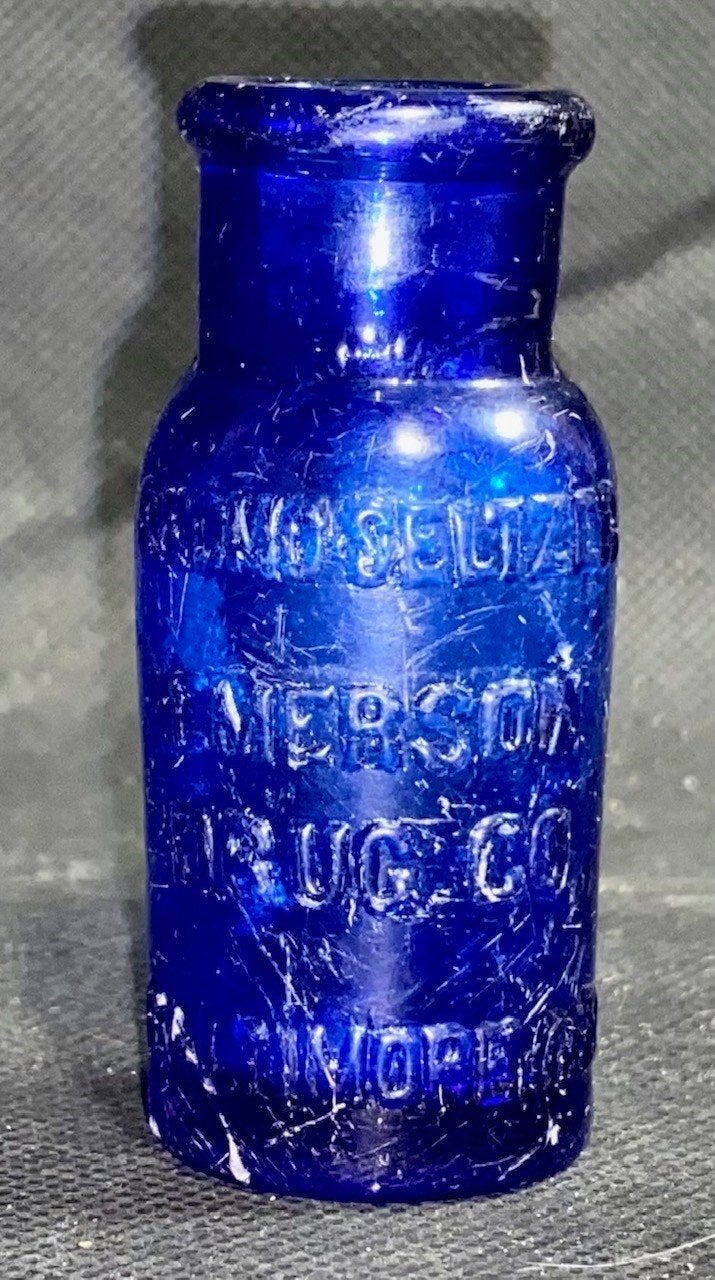 Antique Cobalt Blue Bromo Seltzer Poison Glass Bottle Embossed