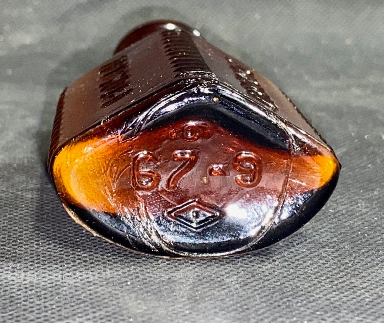 Antique Lily Amber Brown Mercury Chloride Poison Glass Bottle w