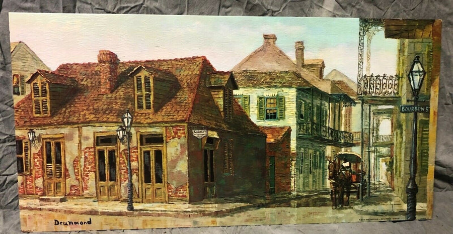 Vintage George Drummond Bourbon Street Litho on Card Brush Texture