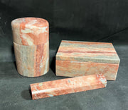 Vintage Coral and White Alabaster Container and Jar Set