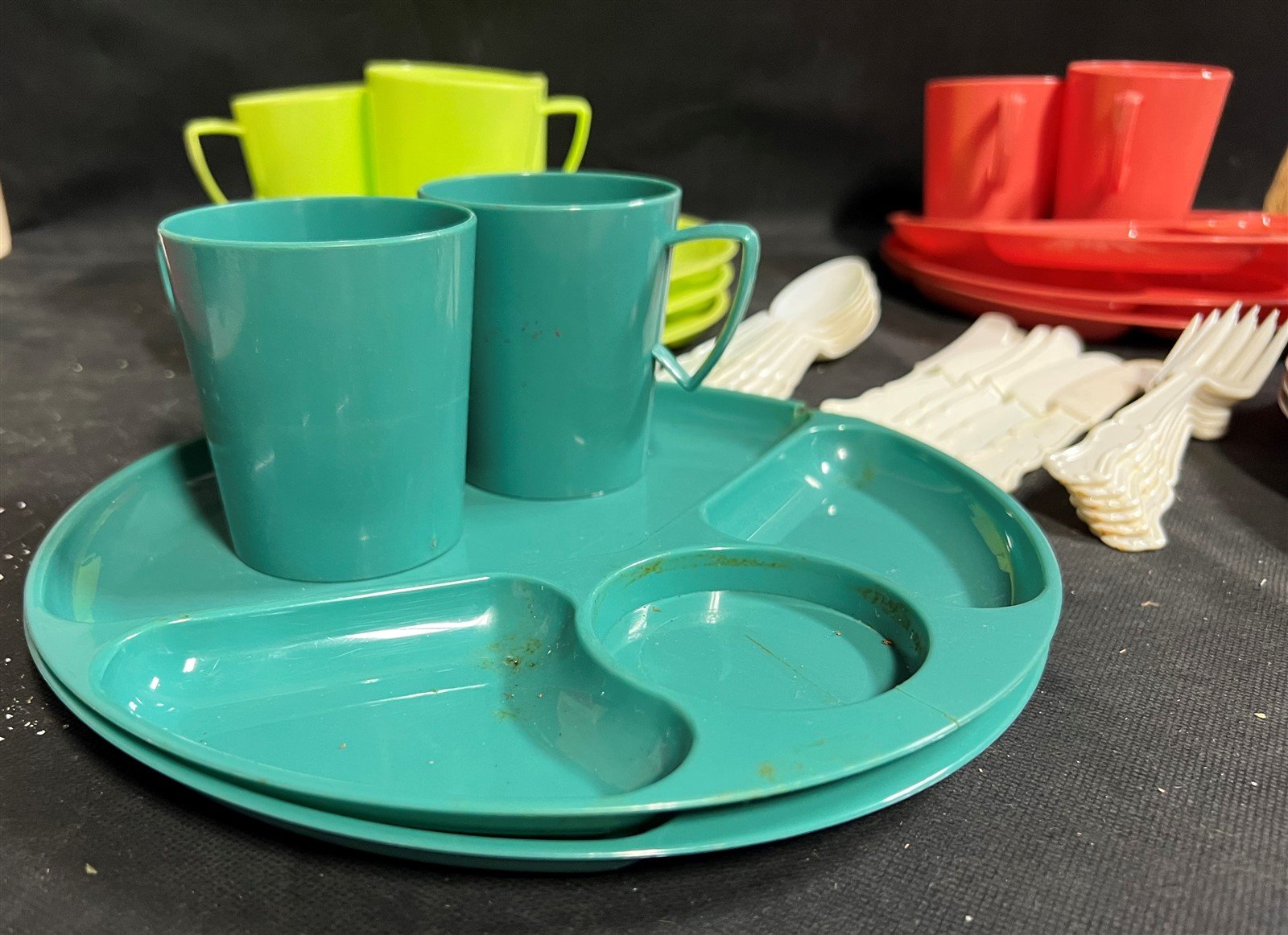 Vintage 1960's Tucker Plastic Plate Retro Colors Lot