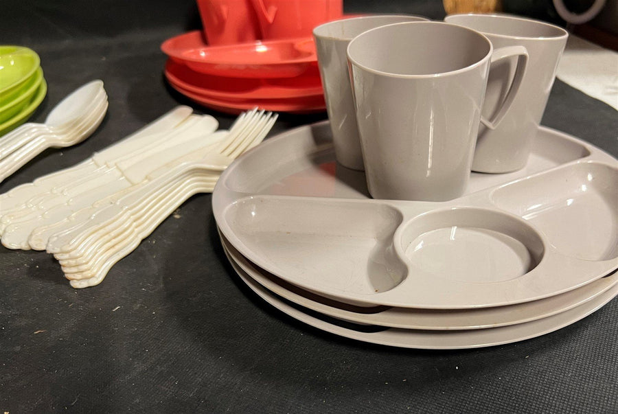 Vintage 1960's Tucker Plastic Plate Retro Colors Lot