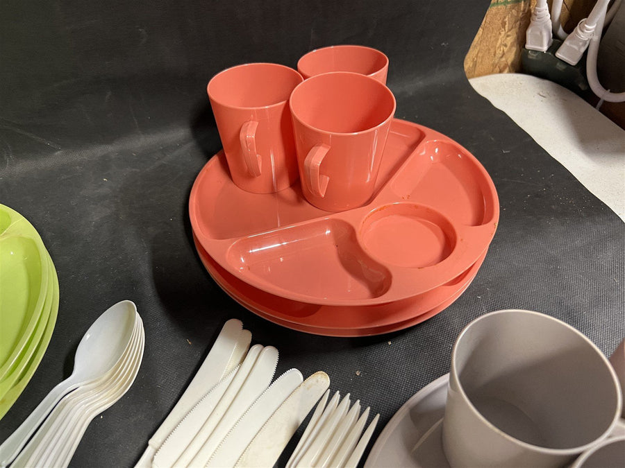 Vintage 1960's Tucker Plastic Plate Retro Colors Lot