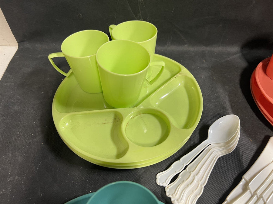 Vintage 1960's Tucker Plastic Plate Retro Colors Lot