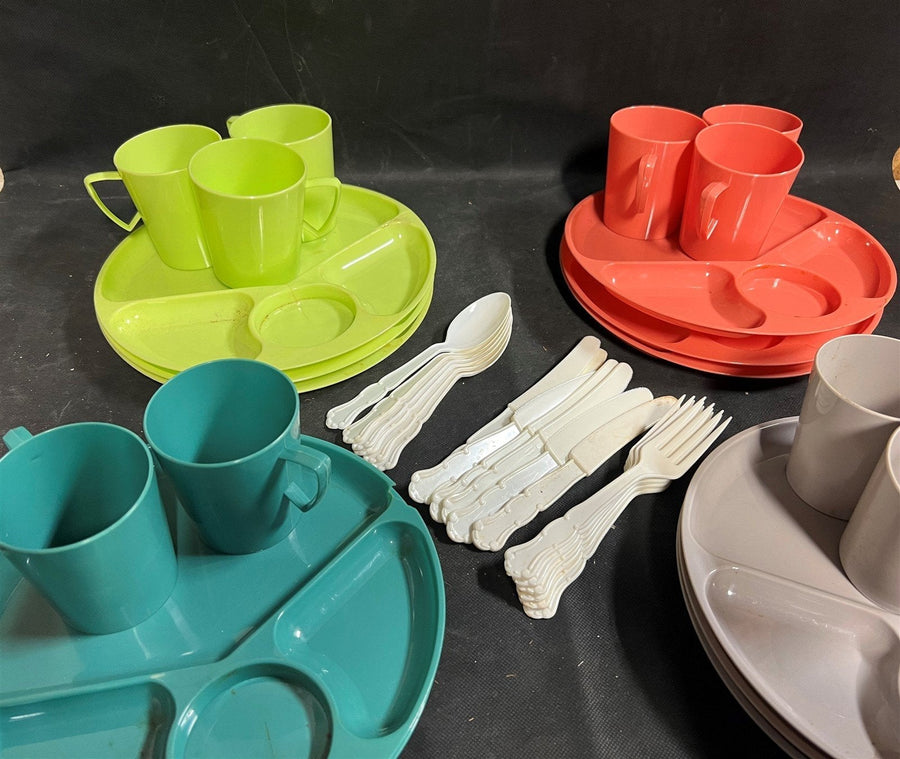 Vintage 1960's Tucker Plastic Plate Retro Colors Lot