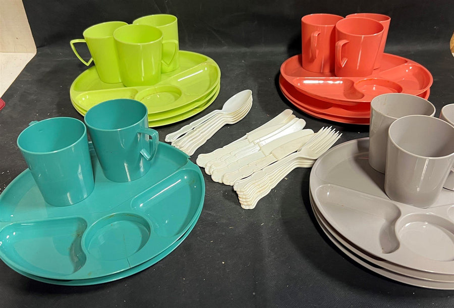 Vintage 1960's Tucker Plastic Plate Retro Colors Lot