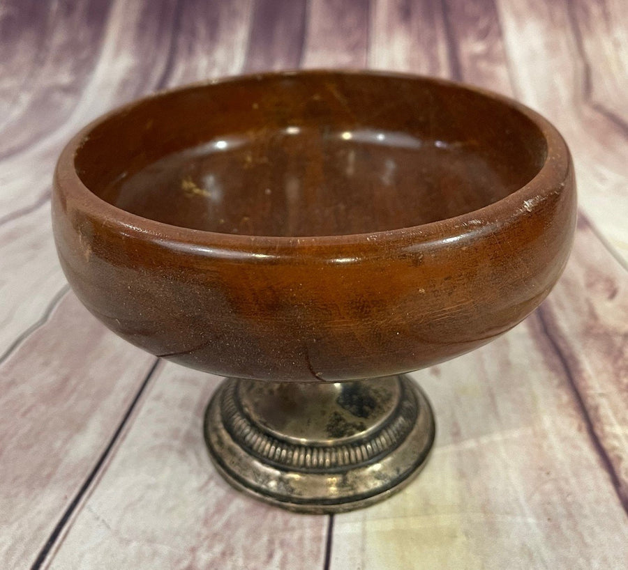 Vintage Sterling Columbia Weighted Wooden Dish