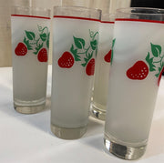 6 Vintage Tom Collins Strawberry Teleflora Tumbler Glasses France