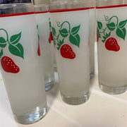 6 Vintage Tom Collins Strawberry Teleflora Tumbler Glasses France