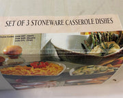 Stoneware Casserole Dish Cooking Set New Old Stock In Box