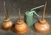 4 Antique Eagle Thumb Pump Rustic Oil Cans Made in USA