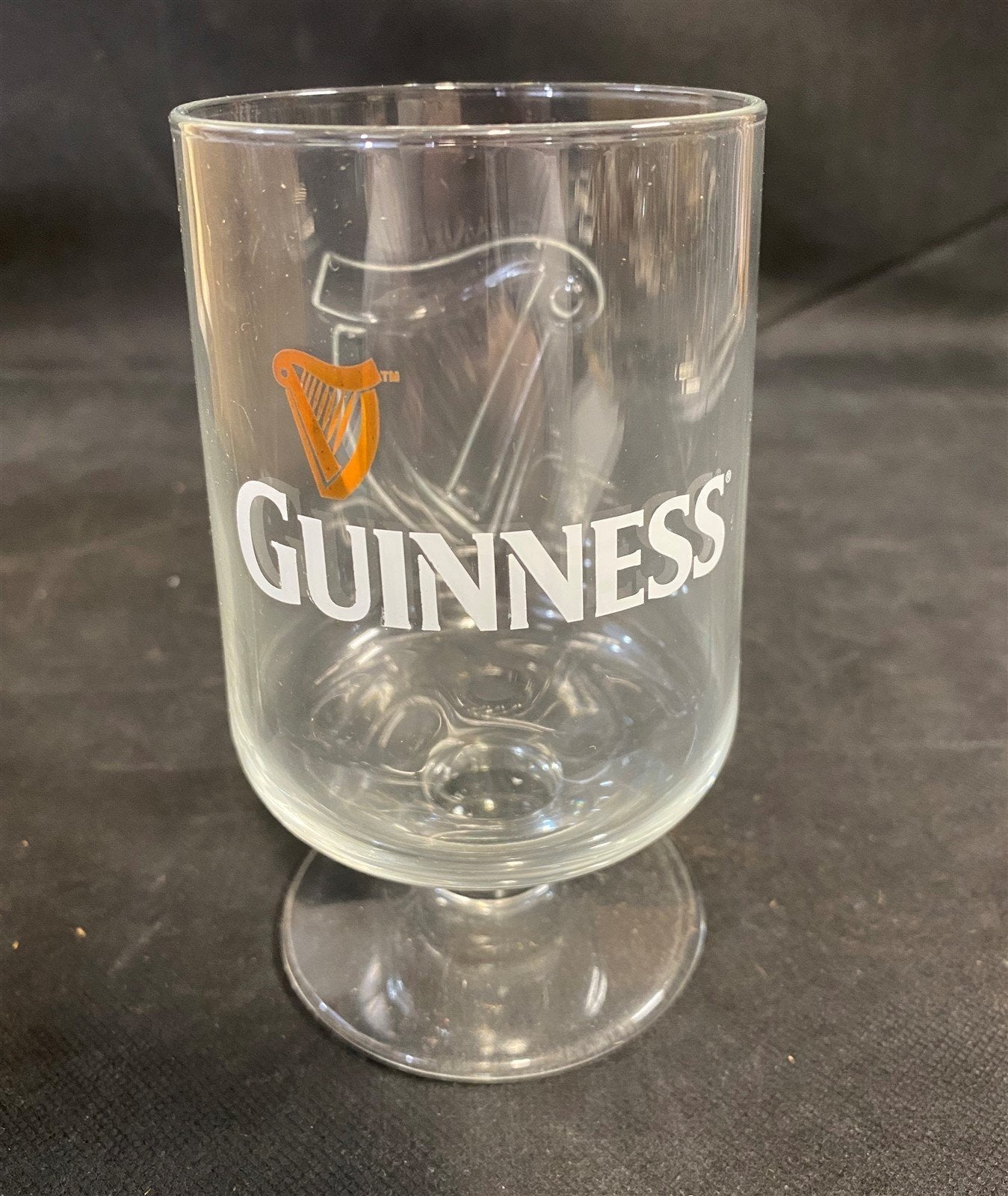 6 Glass Embossed Guinness Beer Drinking Goblets Bar Glasses With Stem