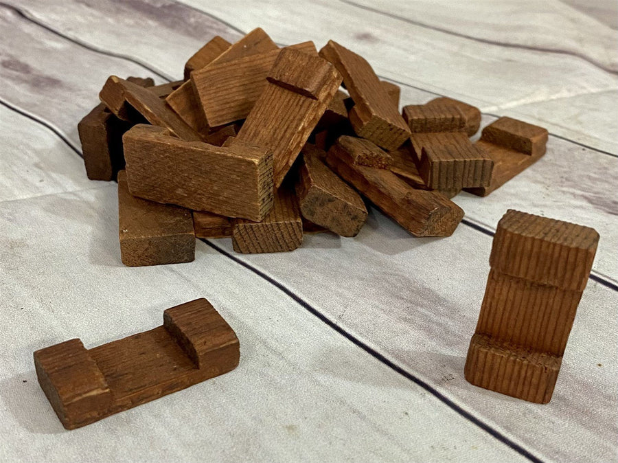 25 Vintage 1970's Wooden Lincoln Logs Small 1-Notch Flat Log 1.5" Brown